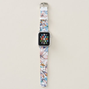 Watercolor flowers seamless pattern apple watch band