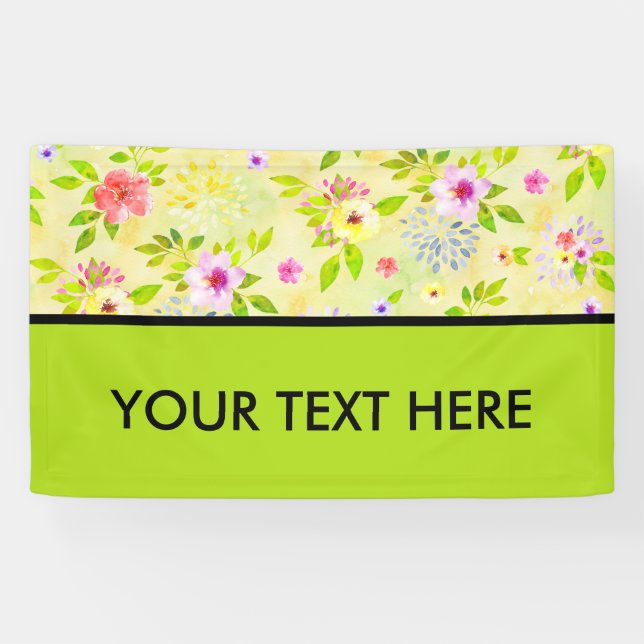 Watercolor Flowers seamless pattern I + your ideas Banner (Horizontal)