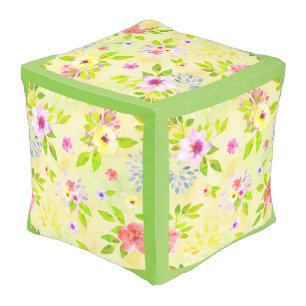 Watercolor Flowers seamless pattern I + your ideas Outdoor Pouf
