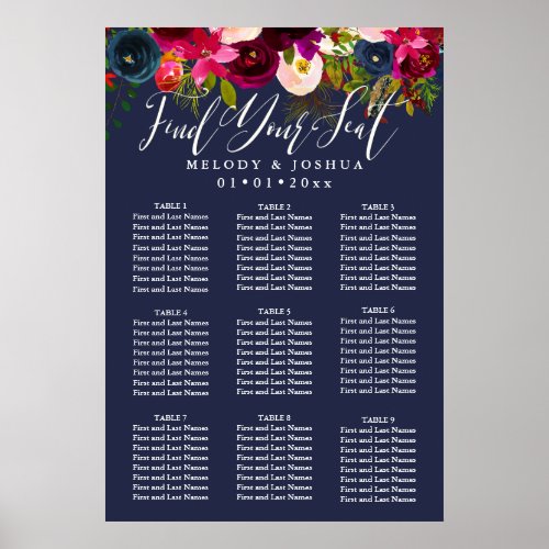 WATERCOLOR FLOWERS SEATING CHART