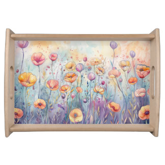 Watercolor Flowers Serving Tray