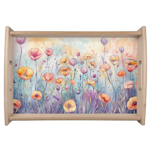 Watercolor Flowers Serving Tray (Front)