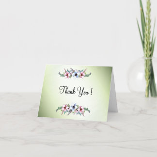 Watercolor Flowers Shine Thank You Blank Inside