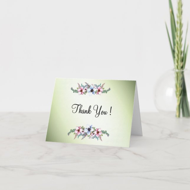 Watercolor Flowers Shine Thank You Blank Inside (Front)