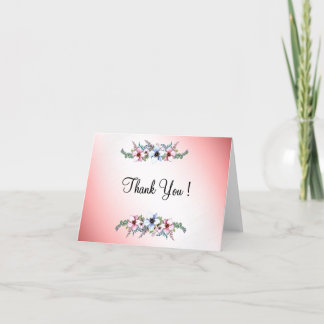 Watercolor Flowers Shine Thank You Blank Inside