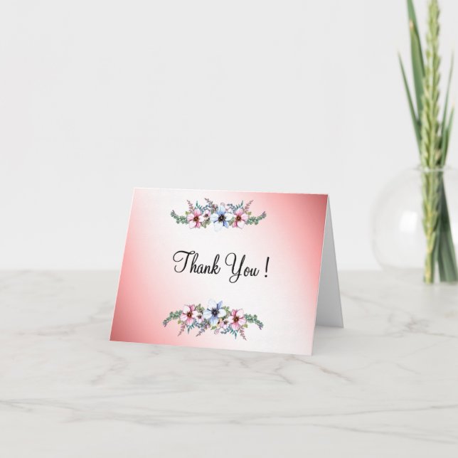 Watercolor Flowers Shine Thank You Blank Inside (Front)