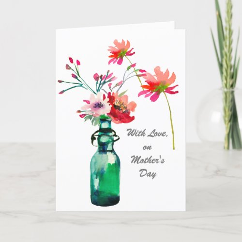 Watercolor Flowers Simple Elegant Mothers Day Card