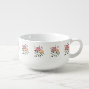 Watercolor flowers  soup mug
