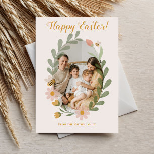 Watercolor Flowers Spring Easter Holiday Card