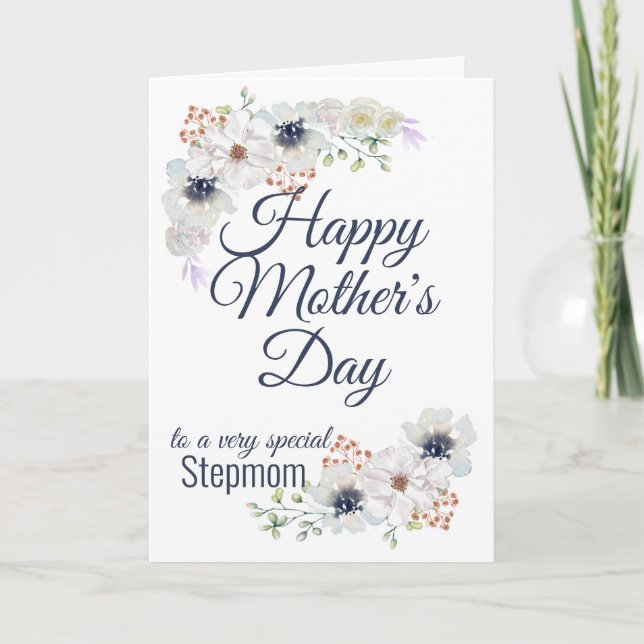 Watercolor Flowers Stepmom Mother's Day Card (Front)