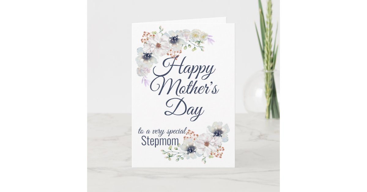 Watercolor Flowers Stepmom Mother's Day Card Zazzle