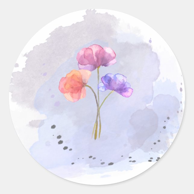 Watercolor Flowers Sticker (Front)