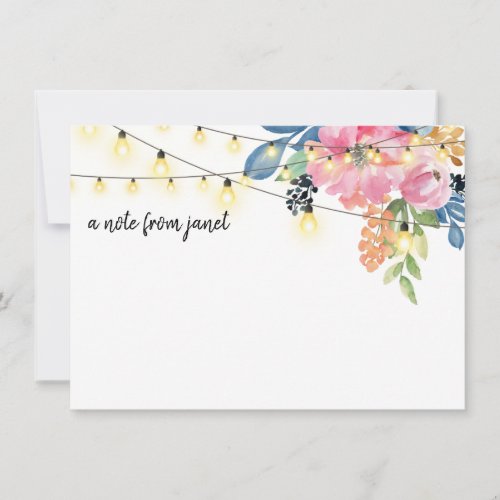 Watercolor Flowers  String Lights Note Card