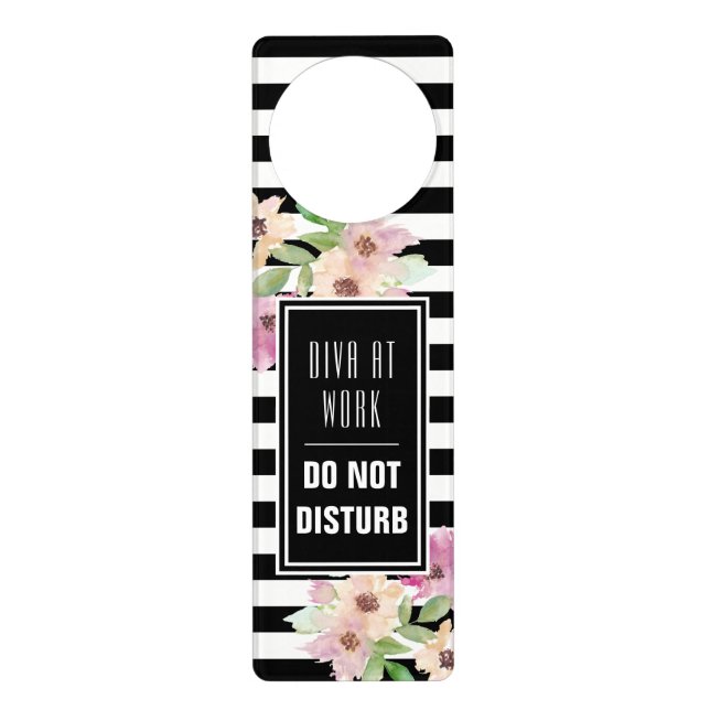 Watercolor Flowers & Stripes Door Hanger (Front)