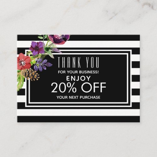 Watercolor Flowers  Stripes Holiday Discount