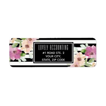 Watercolor Flowers & Stripes Label Watercolor Flowers & Stripes Label