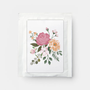 Watercolor flowers tea bag drink mix