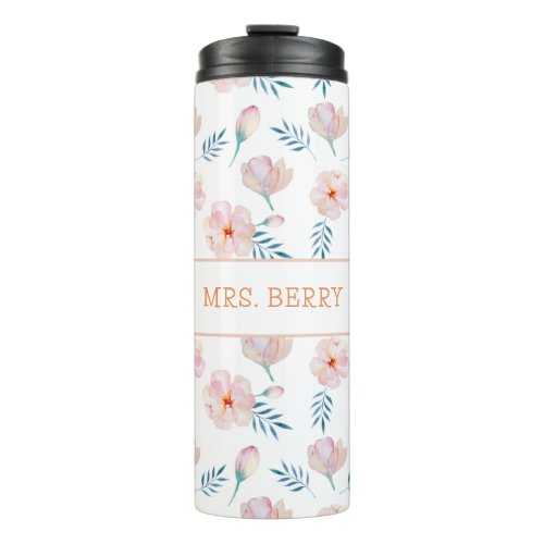 Watercolor Flowers Teacher Thermal Tumbler