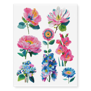 watercolor flowers temporary tattoos