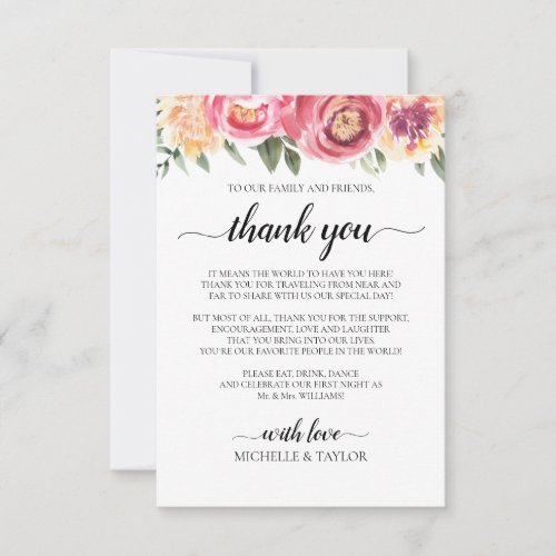 Watercolor Flowers Thank You Card