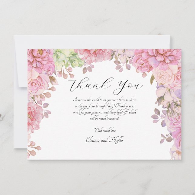 Watercolor Flowers Thank You Card (Front)