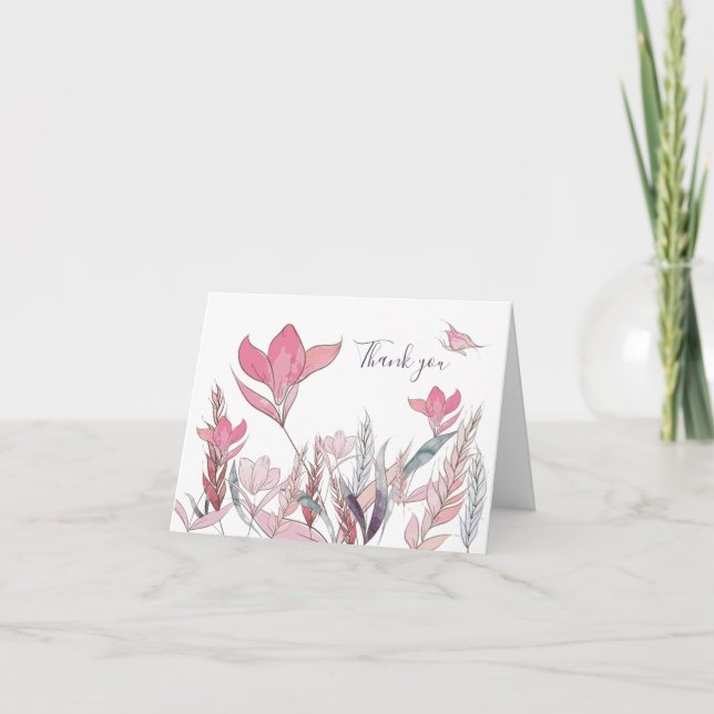 Watercolor Flowers Thank You Card – Elegant Floral (Front)