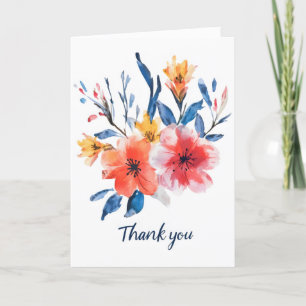 Watercolor Flowers Thank You Holiday Card