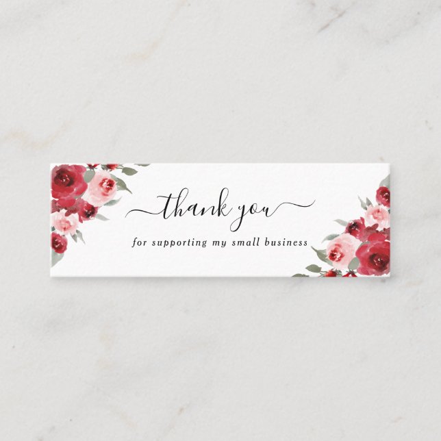 watercolor flowers thank you insert discount card (Front)