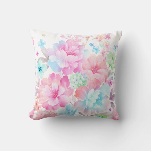 Watercolor Flowers Thriw Pillow (Front)