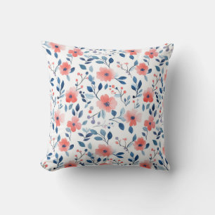 Watercolor Flowers Throw Pillow