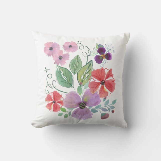 Watercolor flowers . throw pillow (Front)