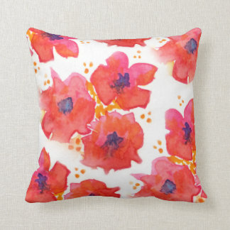 Watercolor Flowers Throw Pillow