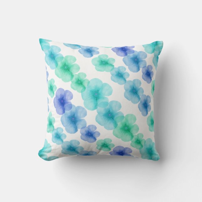 Watercolor Flowers Throw Pillow (Front)