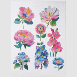 watercolor flowers  tissue paper