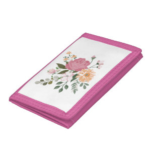 Watercolor flowers tri-fold wallet