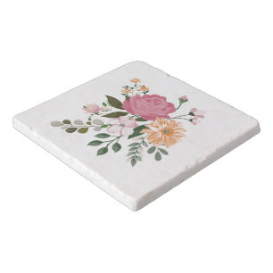 Watercolor flowers trivet