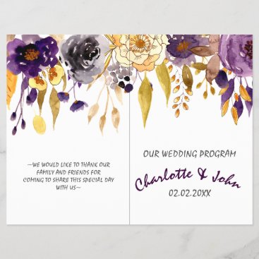 Watercolor Flowers Ultraviolet Wedding