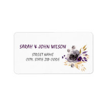 Watercolor Flowers Ultraviolet Wedding Label