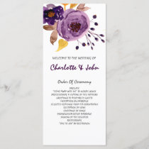 Watercolor Flowers Ultraviolet Wedding Program