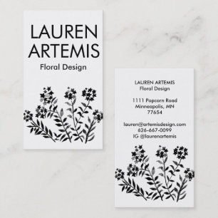 Watercolor Flowers Unique Modern Botanical Floral Business Card