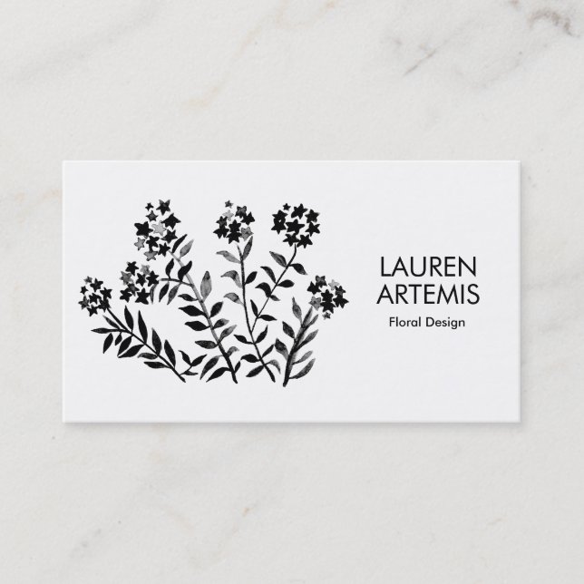 Watercolor Flowers Unique Modern Botanical Floral  Business Card (Front)