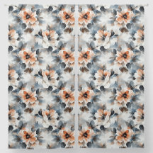 Watercolor Flowers Vintage Pattern Blue and Peach