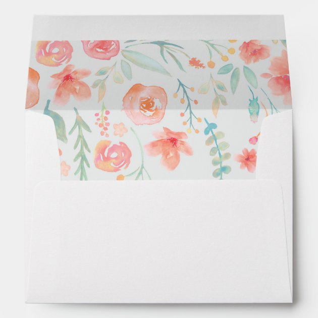 Watercolor Flowers Wedding Envelope