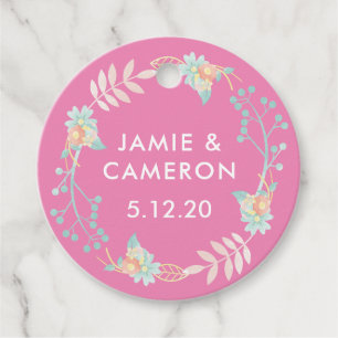 Watercolor Flowers Wedding Favor Tags