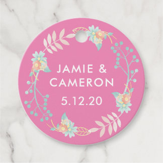 Watercolor Flowers Wedding Favor Tags