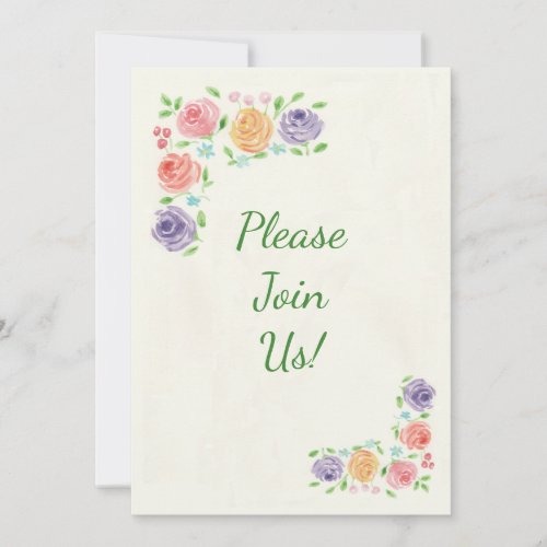 Watercolor Flowers Wedding Invitation