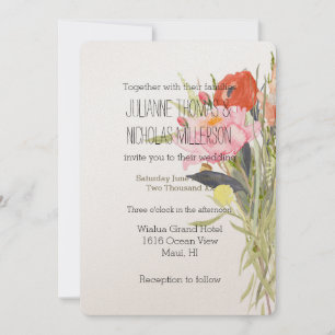 Watercolor Flowers Wedding Invitation
