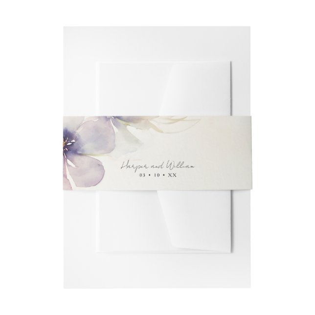 Watercolor flowers wedding invitation  belly band (Front Example)
