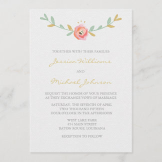 Watercolor Flowers Wedding Invitations