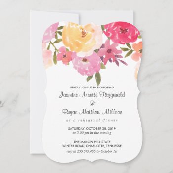 Watercolor Flowers Wedding Rehearsal Dinner Invitation by Wedding_Trends_Now at Zazzle